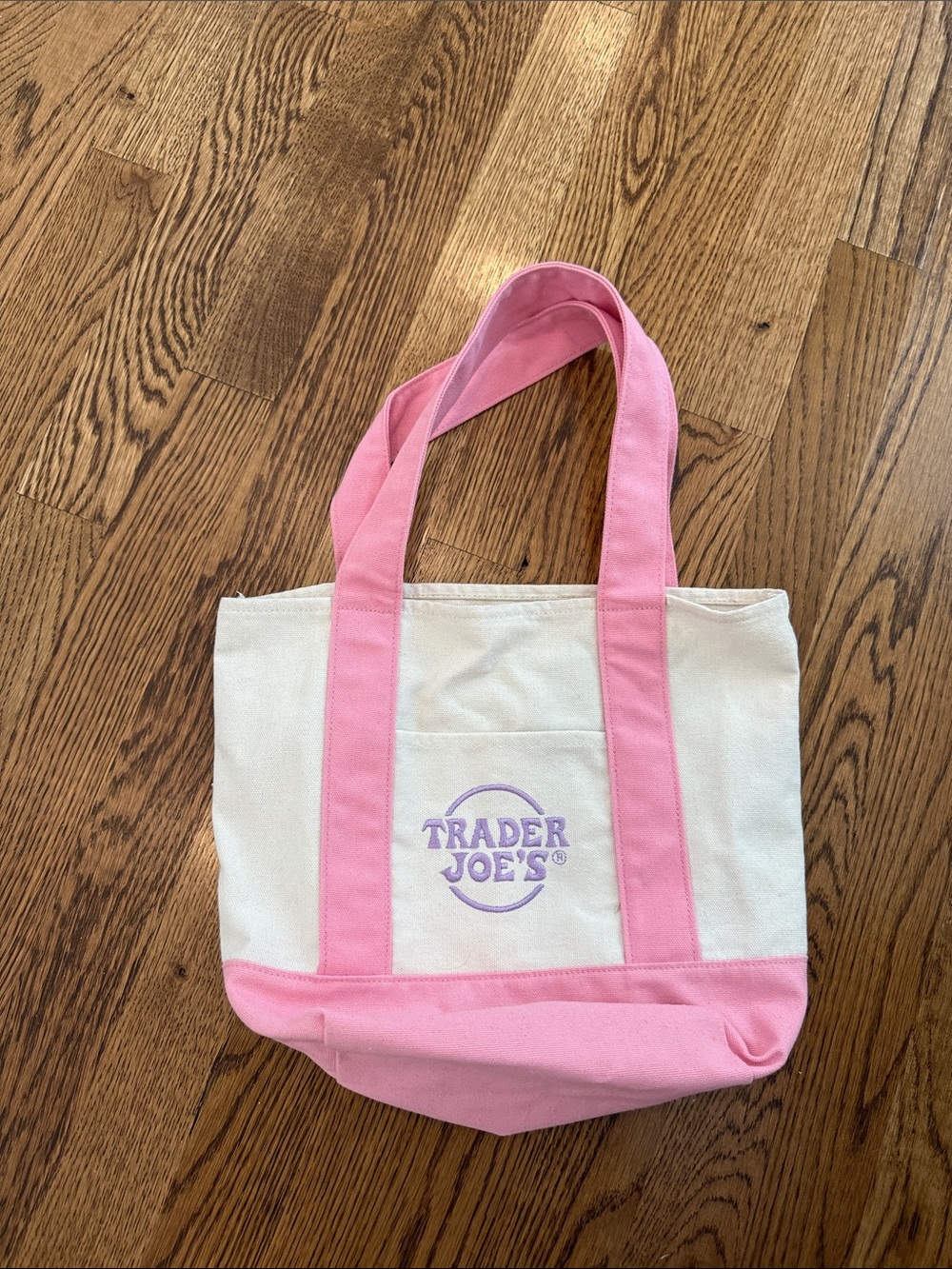 Never used Trader Joe’s Pink & Cream Canvas Tote Bag